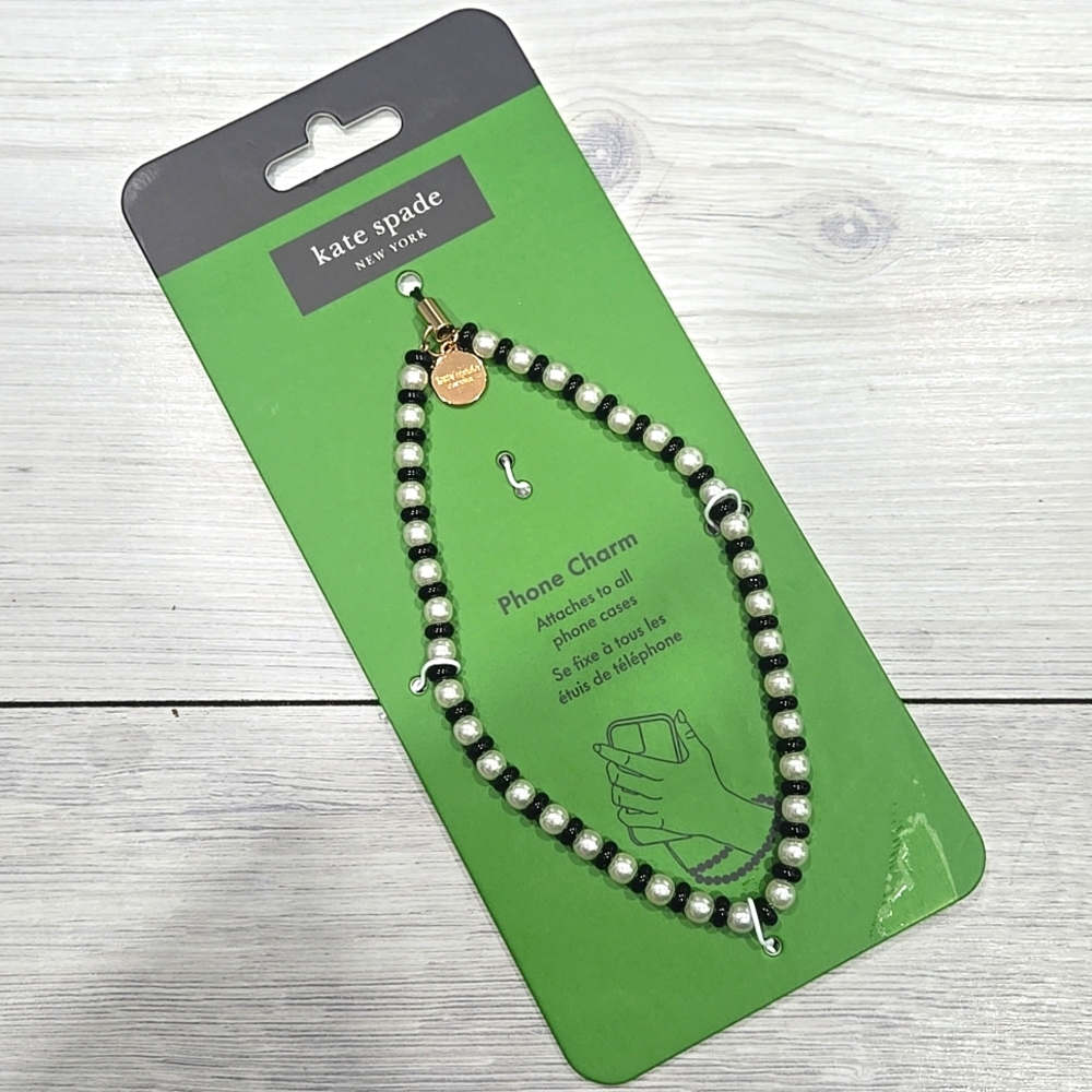 Kate Spade Black and White Phone Charm